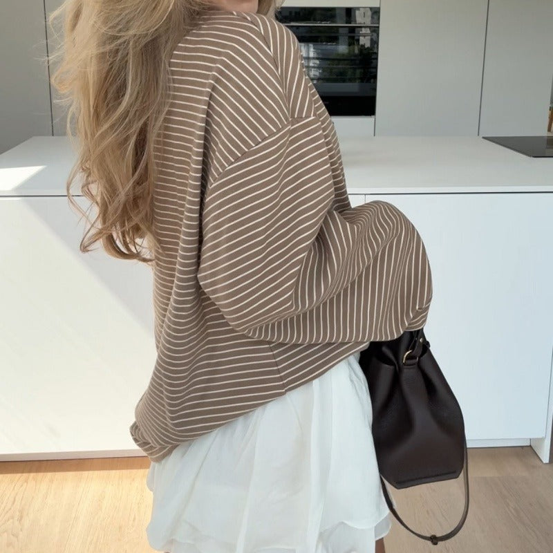 Chic Striped Long Sleeve Top