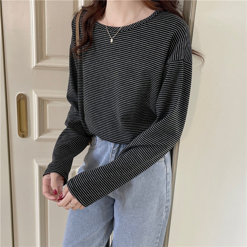 Chic Striped Long Sleeve Top