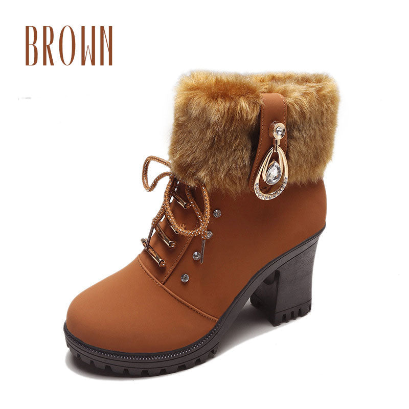 🍁Autumn/Winter Special Offer: 49% Off🍂Women's Plush Zipper Chunky Heel Ankle Boots