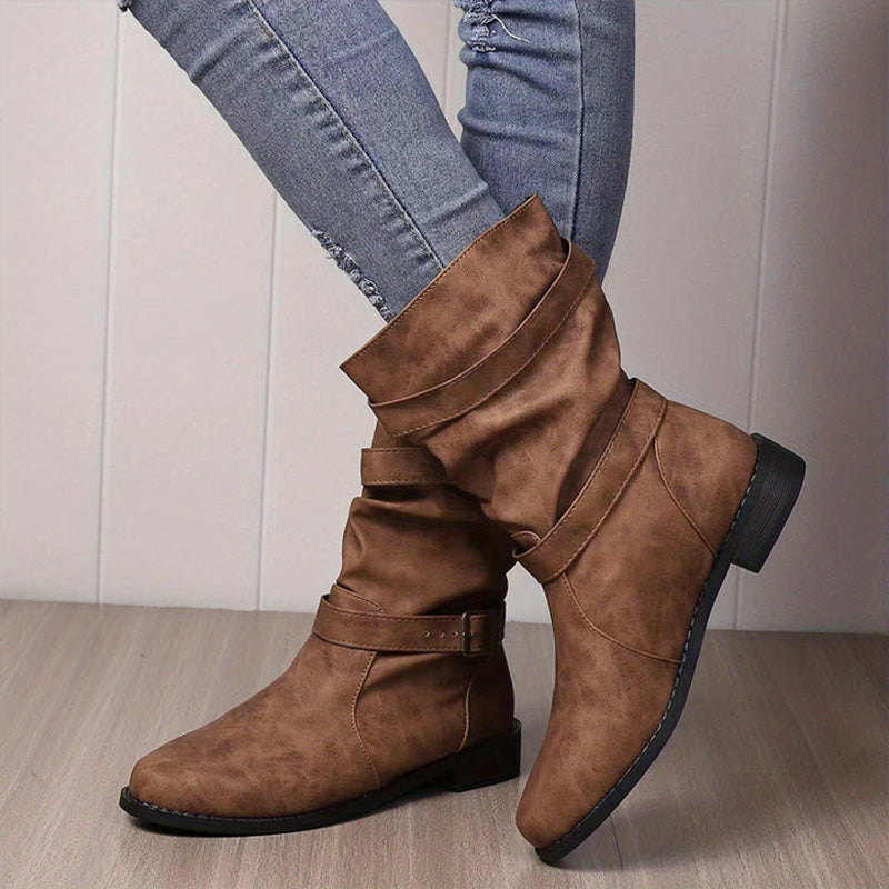 👢Low Heel Boots with Buckle for Women👢 - Walk in Comfort and Style.