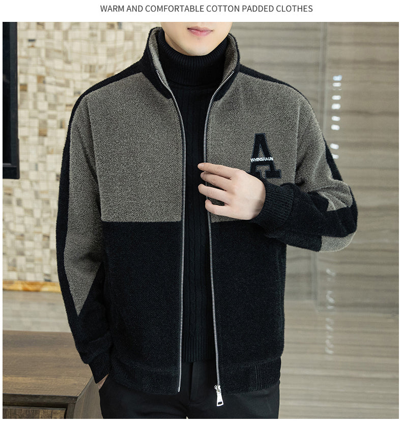Men's Fashion Standing Collar Plush Jacket