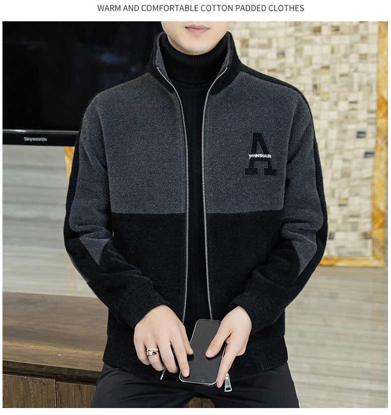 Men's Fashion Standing Collar Plush Jacket