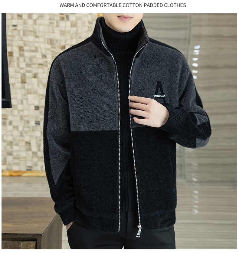 Men's Fashion Standing Collar Plush Jacket