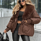 Fashion Padded Coat with Faux Fur Collar【FREE SHIPPING】