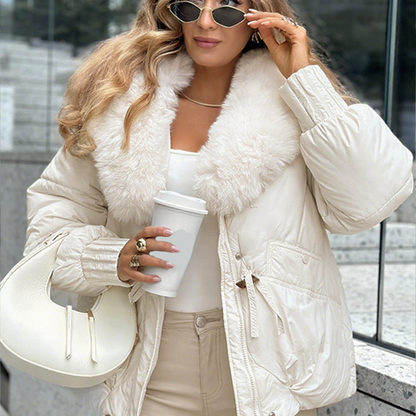 Fashion Padded Coat with Faux Fur Collar【FREE SHIPPING】