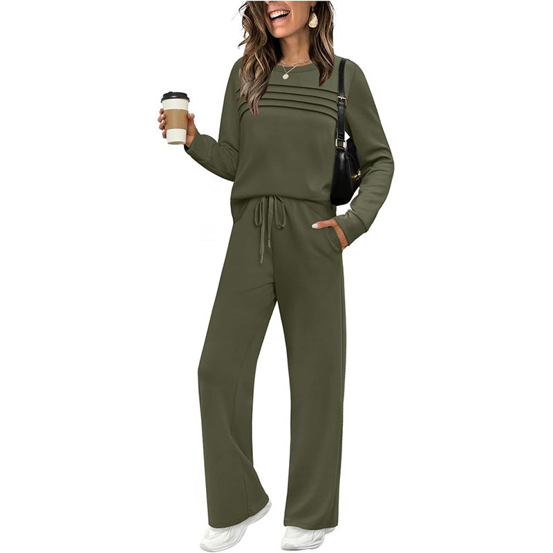 🎉Hot Sale 50% OFF🥳Women's Crew Neck Top & Drawstring Pants Set