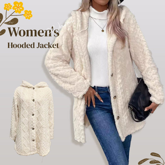 💖 Quilted Winter Style 🧶 Women's Diamond-Pattern Hooded Warm Jacket with Side-Hem Buttons