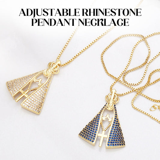 Adjustable Rhinestone Madonna Pendant Vintage Necklace