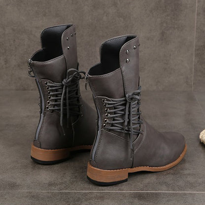 Women’s Lace-Up Low-Heel Round Toe Ankle Boots【FREE SHIPPING】
