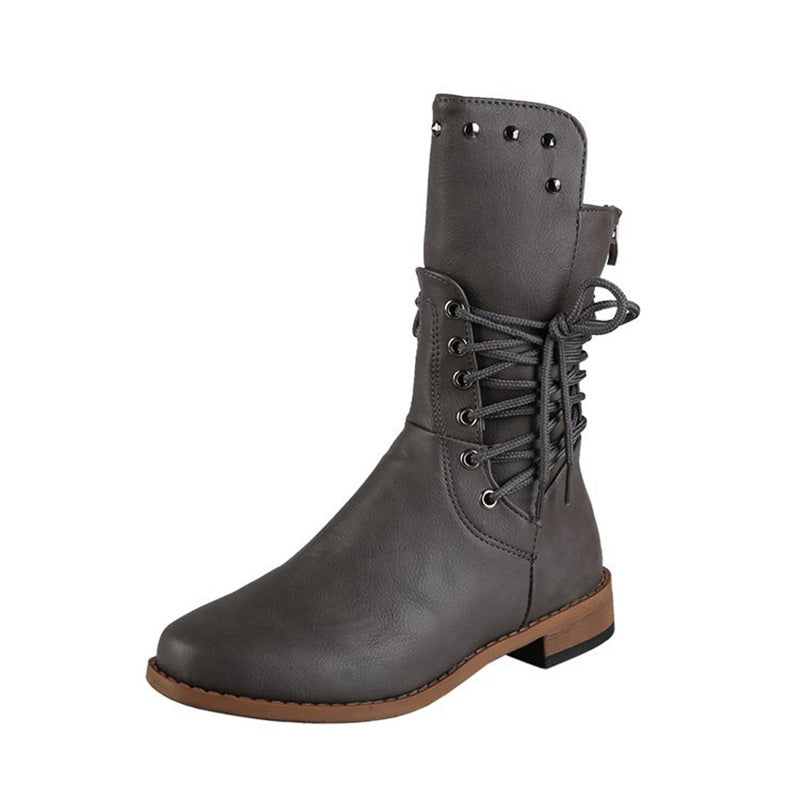 Women’s Lace-Up Low-Heel Round Toe Ankle Boots【FREE SHIPPING】