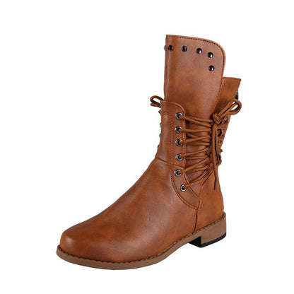 Women’s Lace-Up Low-Heel Round Toe Ankle Boots【FREE SHIPPING】