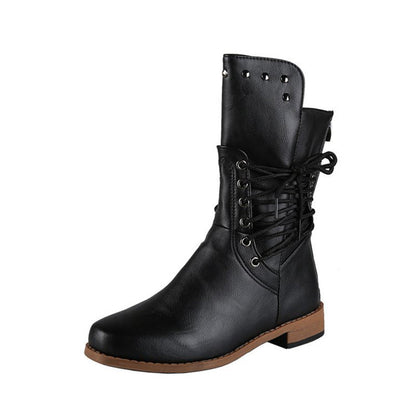 Women’s Lace-Up Low-Heel Round Toe Ankle Boots【FREE SHIPPING】
