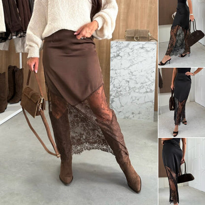 💃LAST DAY SALE 50% OFF!!💋Women's Elegant Lace Panel Long Skirt