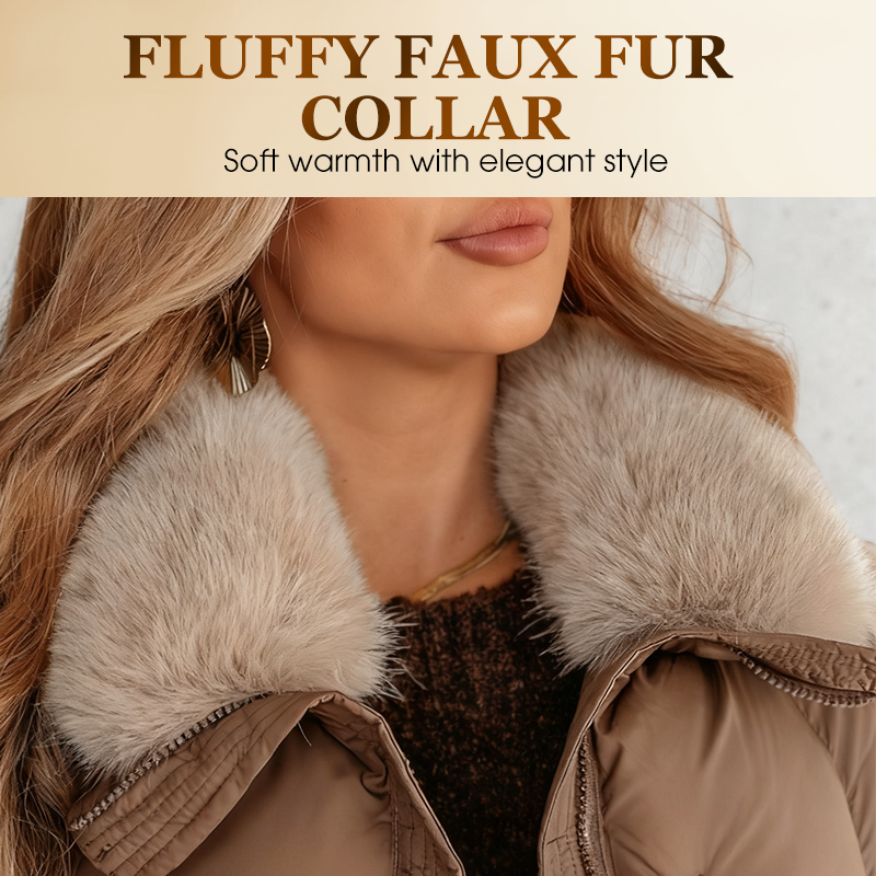 Women’s Stylish Short Down Jacket With Fluffy Collar【FREE SHIPPING】