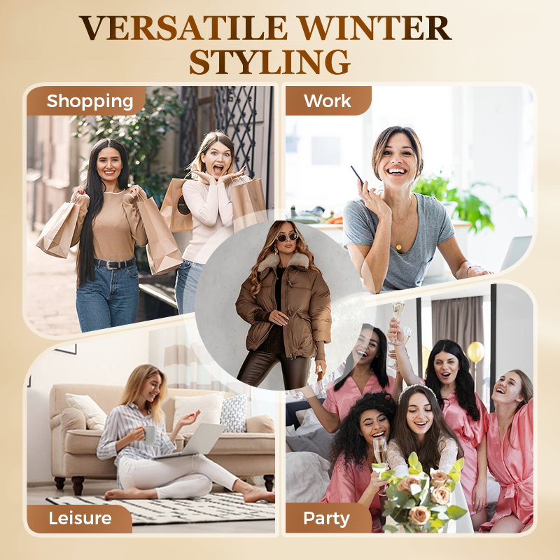 Women’s Stylish Short Down Jacket With Fluffy Collar【FREE SHIPPING】