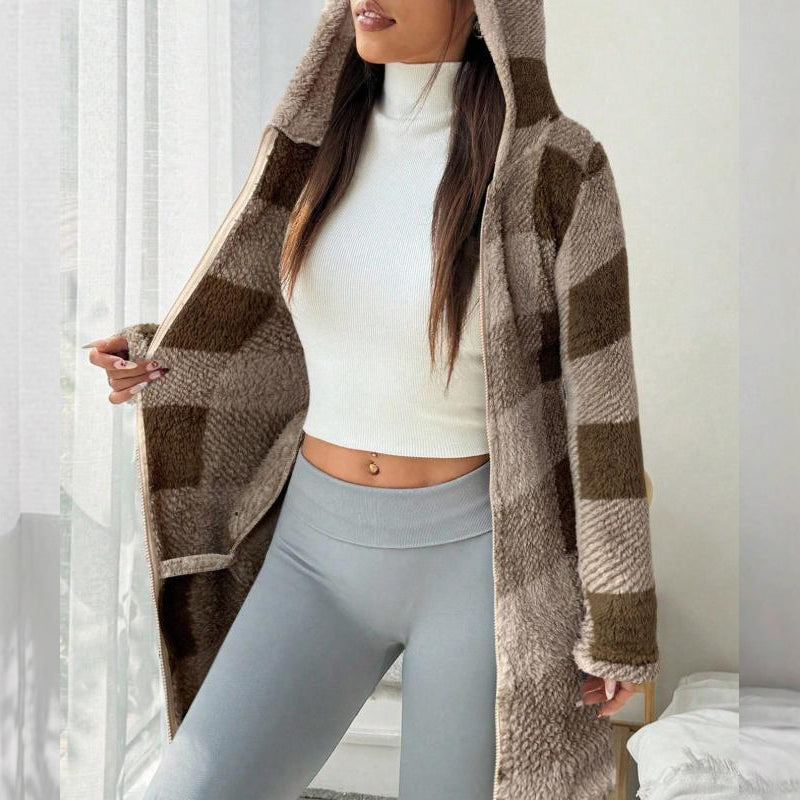 🔥Hot Sale Offers-Women's Plaid Zip-Up Hooded Jacket【FREE SHIPPING】