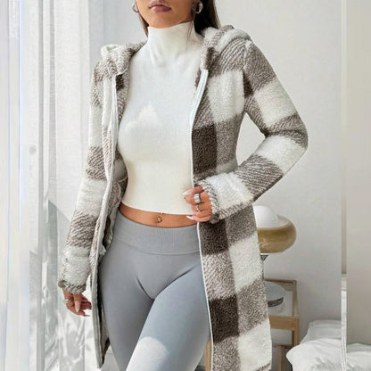 🔥Hot Sale Offers-Women's Plaid Zip-Up Hooded Jacket【FREE SHIPPING】