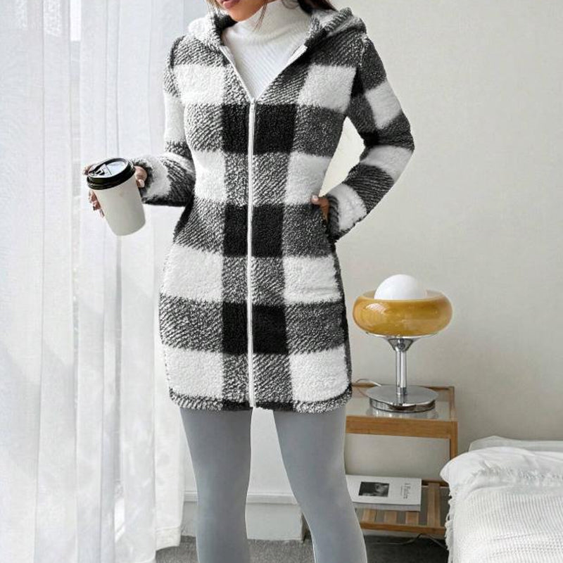 🔥Hot Sale Offers-Women's Plaid Zip-Up Hooded Jacket【FREE SHIPPING】