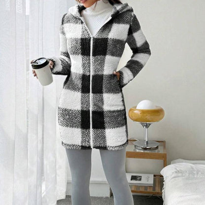 🔥Hot Sale Offers-Women's Plaid Zip-Up Hooded Jacket【FREE SHIPPING】