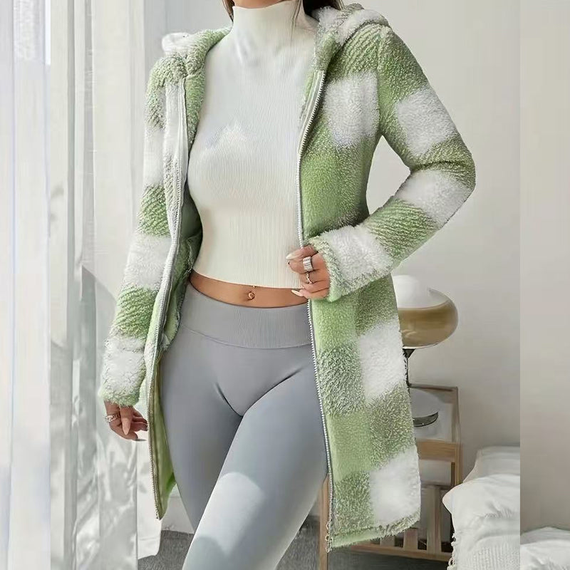 🔥Hot Sale Offers-Women's Plaid Zip-Up Hooded Jacket【FREE SHIPPING】