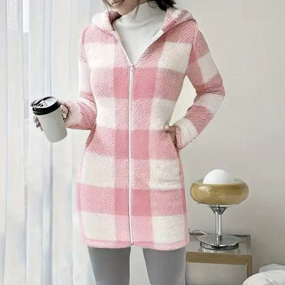 🔥Hot Sale Offers-Women's Plaid Zip-Up Hooded Jacket【FREE SHIPPING】