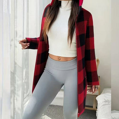 🔥Hot Sale Offers-Women's Plaid Zip-Up Hooded Jacket【FREE SHIPPING】