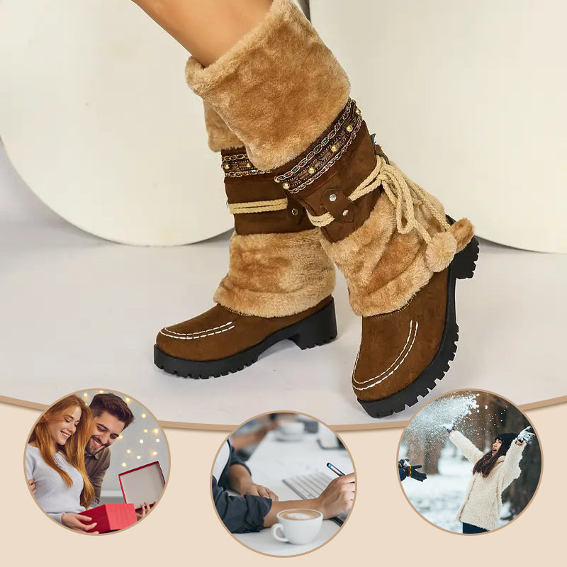 Cute synthetic fur snow boots for women【FREE SHIPPING】