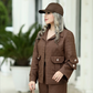 Women's Solid Casual Lapel Coat & Pants Two-Piece Set