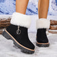 Women's Faux Fur Ankle Snow Boots with Zipper