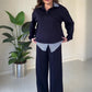 Women's Casual Long-Sleeve Top and Pants 2-Piece Set
