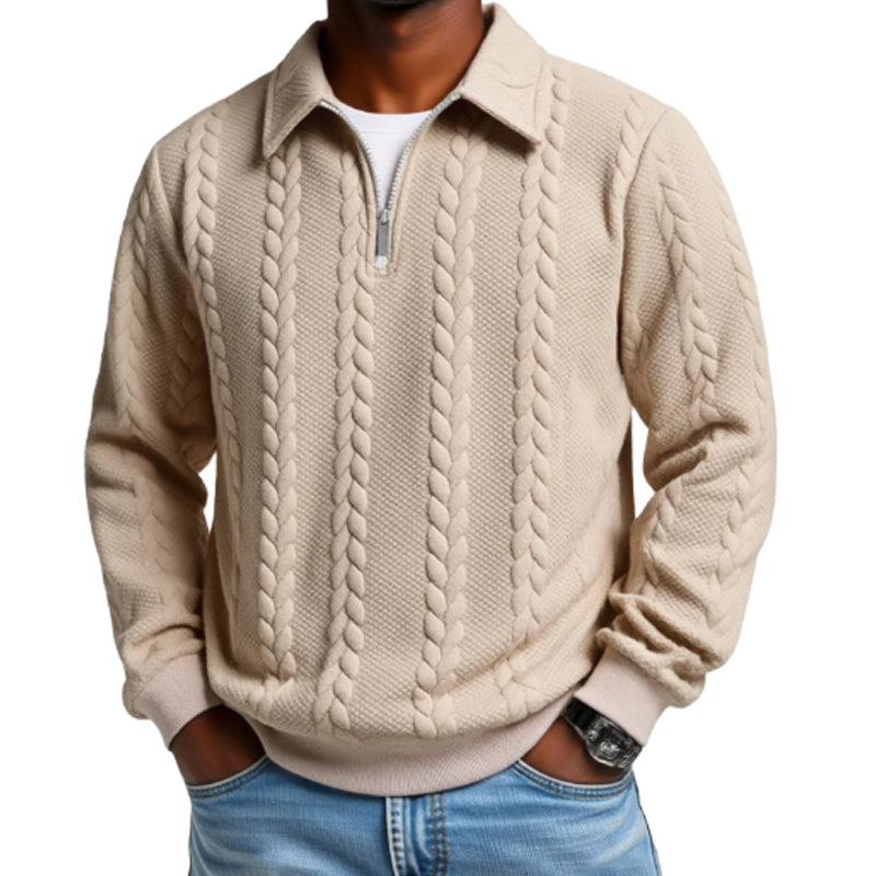 🔥New arrivals offer-Men's Casual Half-Zip Cable-Knit Sweater