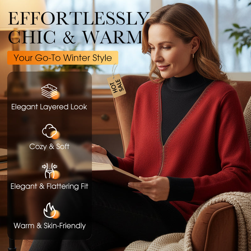 Women's Plush-Lined Fake Two-Piece Sweater