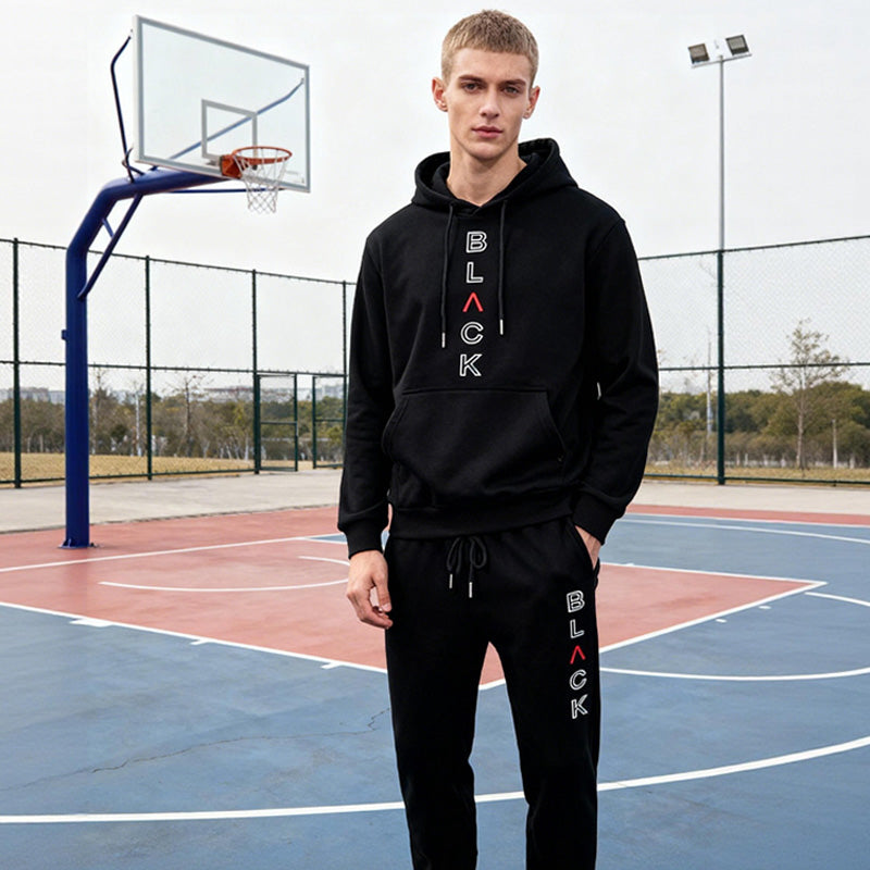 Men's Fashion Letter-Print Hoodie & Joggers Set【FREE SHIPPING】