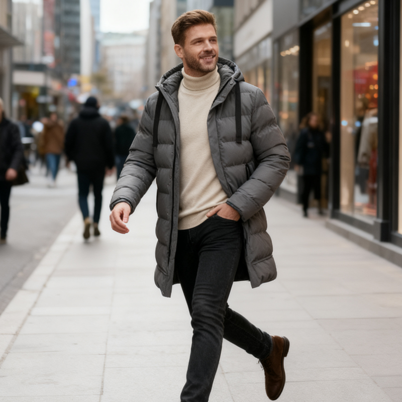 ⏳Limited-time 50% off⏰Men's Mid-Length Hooded Puffer Jacket🧥
