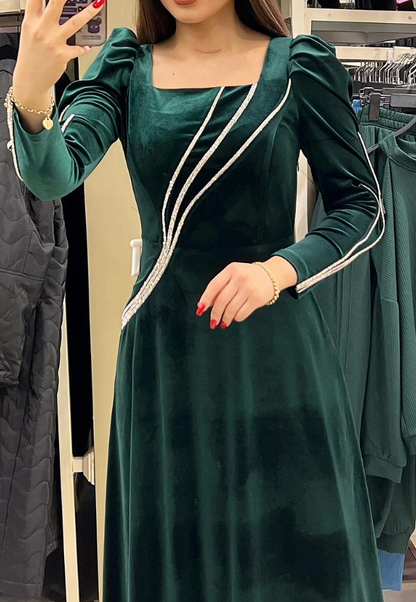 Velvet Diamond Maxi Party Dress