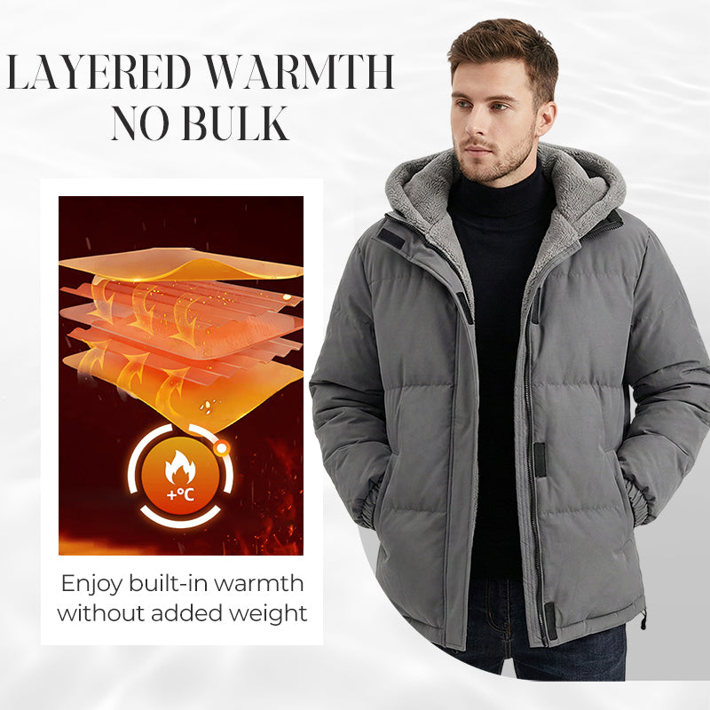 Men’s Cold-Resistant Windproof Thermal-Lined Hooded Coat 【FREE SHIPPING】