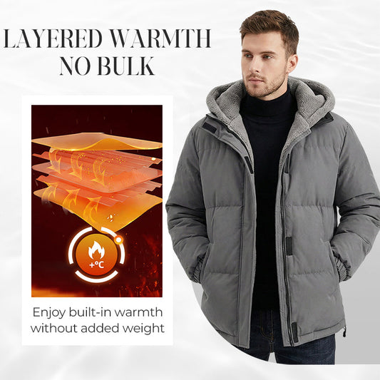 Men’s Cold-Resistant Windproof Thermal-Lined Hooded Coat 【FREE SHIPPING】
