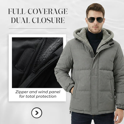 Men’s Cold-Resistant Windproof Thermal-Lined Hooded Coat 【FREE SHIPPING】