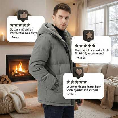 Men’s Cold-Resistant Windproof Thermal-Lined Hooded Coat 【FREE SHIPPING】