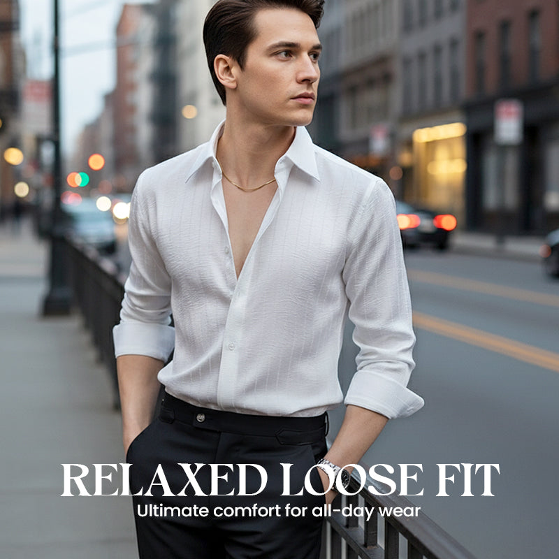Men's Fashion Pleated Stripe Shirt【FREE SHIPPING】