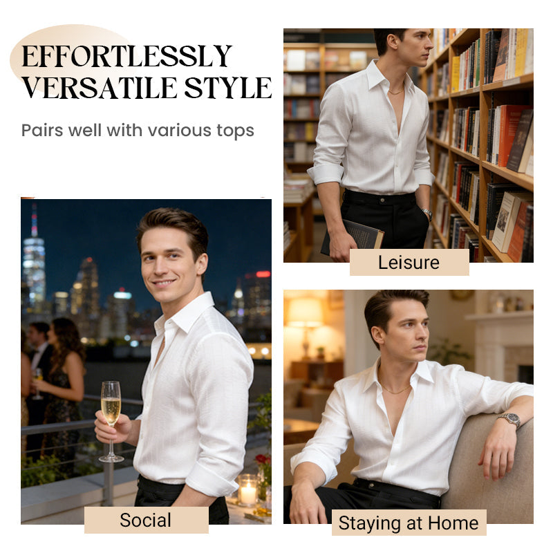 Men's Fashion Pleated Stripe Shirt【FREE SHIPPING】