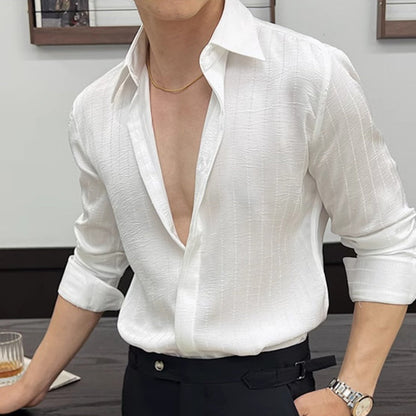 Men's Fashion Pleated Stripe Shirt【FREE SHIPPING】