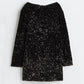 🔥LAST DAY 60% OFF💥👗Gift Choice - Long Sleeve Loose Sequined Tie-back Dress