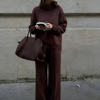 High-Neck Side-Zip Sweatshirt & Pants Set