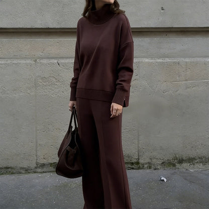 High-Neck Side-Zip Sweatshirt & Pants Set