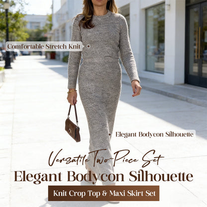 Women's Knit Crop Top & Maxi Skirt Set