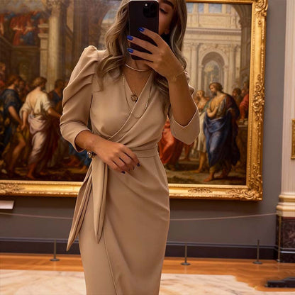 Women's Elegant V-Neck Wrap Dress