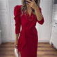 Women's Elegant V-Neck Wrap Dress