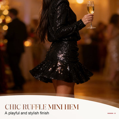Women's Sparkly Long Sleeve Mini Dress