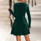 Women's Boat Neck Embellished Short A-Line Dress